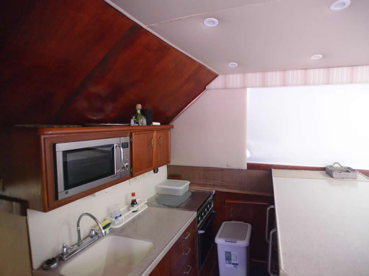 The kitchen of the CRUSH EM sportfishing boat