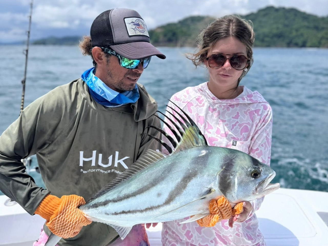 Catching roosterfish on a Fish Whistle fishing charter in Los Sueños, Costa Rica